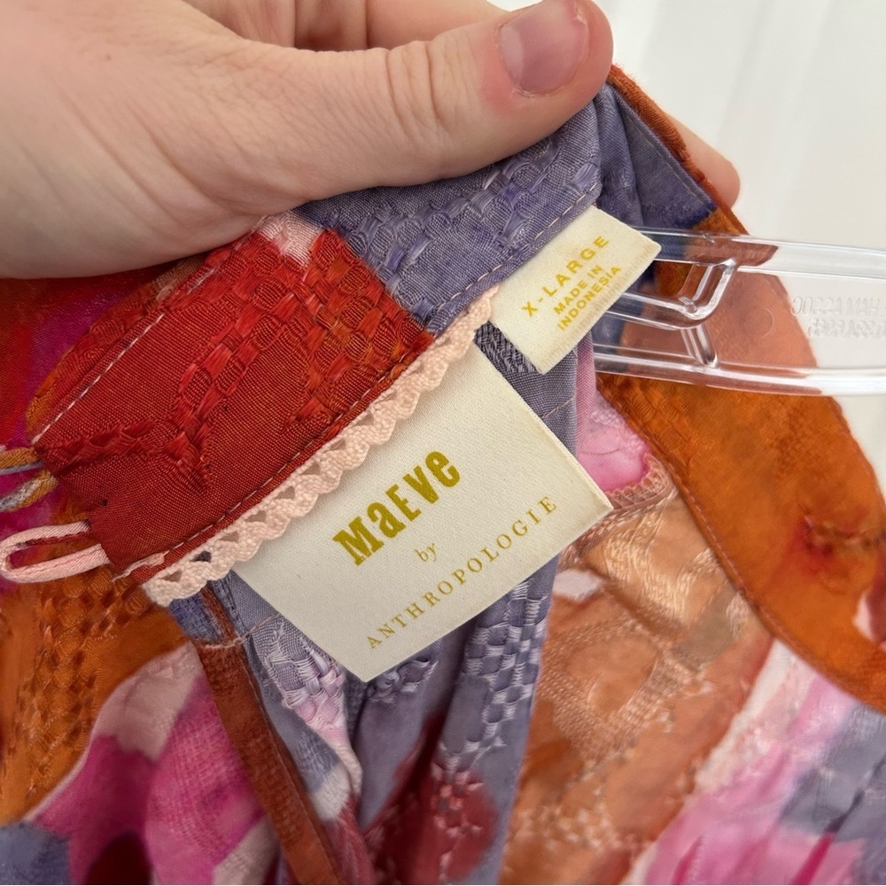 Maeve by‎ Anthropologie Jessamine Mock Neck Maxi Dress Size XL pink orange - Picture 3 of 7